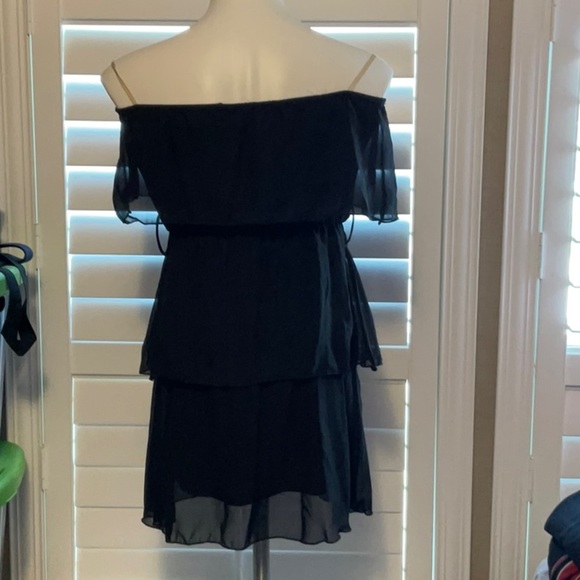 Shasa Black Off-Shoulder Flutter Sleeve Cocktail Dress - Picture 3 of 7